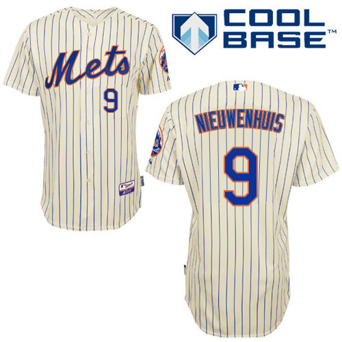 Kirk Nieuwenhuis #9 MLB Jersey-New York Mets Men's Authentic Home White Cool Base Baseball Jersey
